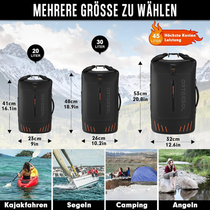 Blackace arteesol Wasserdichter Rucksack - Dry Bag 20L 30L 40L 45L Wasserfester Rucksack Seesack Was