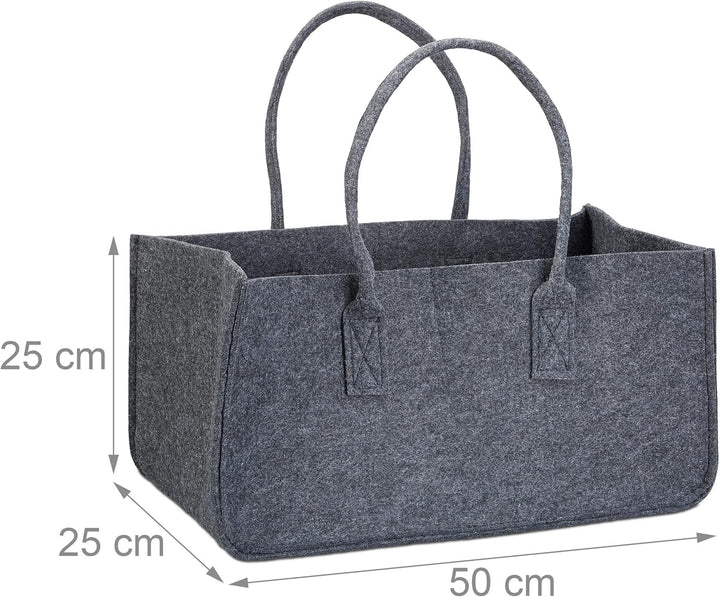 Relaxdays 8 x Kaminholztasche aus Filz, tragbarer Kaminholzkorb, Faltbare Filztasche, anthrazit 1 An
