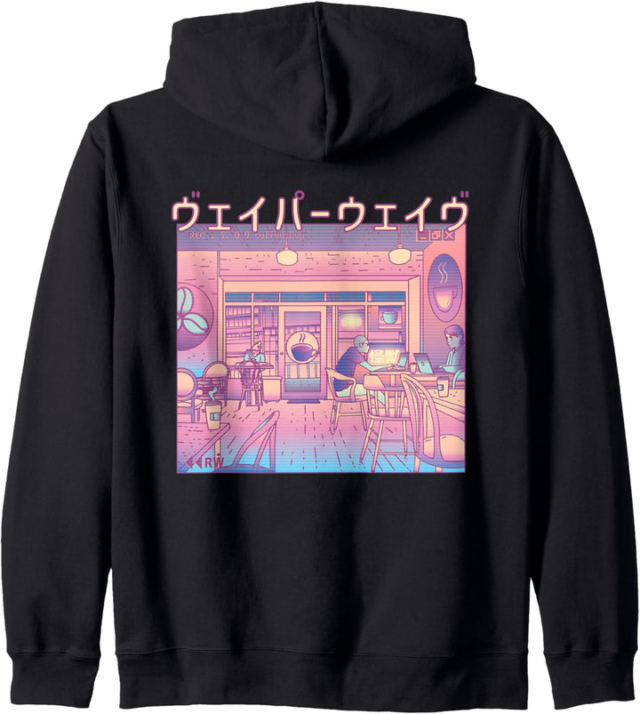 Japanese Coffeeshop, Pink Aesthetic Vaporwave Anime Concept Kapuzenjacke