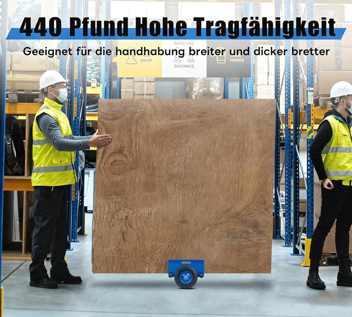 Plattenwagen bis 200 kg, Plattenkarren mit 2 Vollgummi Rädern, Plattenroller für 0-23cm/0-9,05in Kle