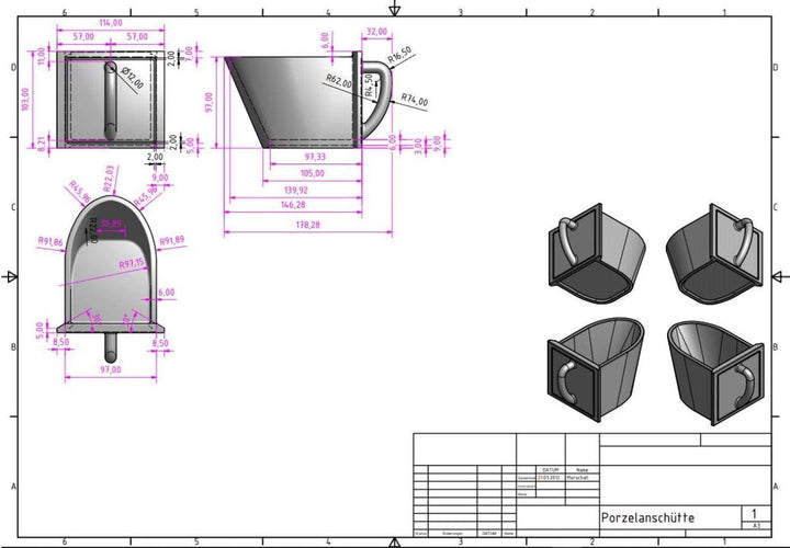 Naber Keramik Schütte, glatt, weiss