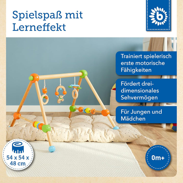 Bieco Spieltrapez | Spielbogen Baby Holz mit Figuren & Kugeln | Spielebogen Holz Baby | Spieltrapez