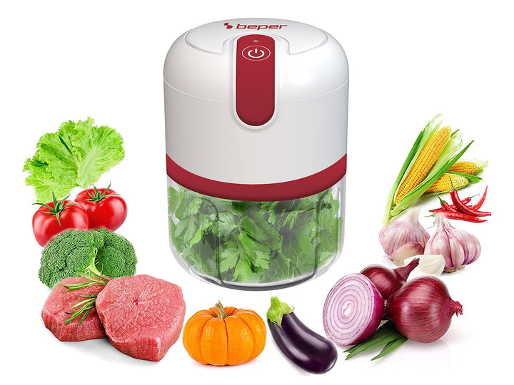 BEPER P102ROB050 Zerkleinerer mit USB-Anschluss, Mini-Küchenmaschine, Kapazität 250 ml, Leistung 3,7