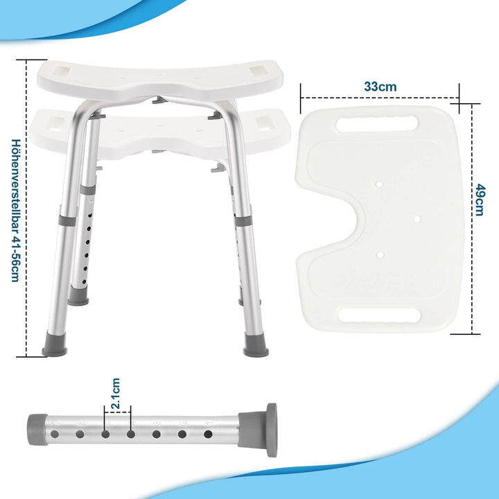 Ansobea Duschhocker für senioren Badhocker 7-Fach höhenverstellbar 41-56 cm Duschstuhl mit U-Typ Hyg