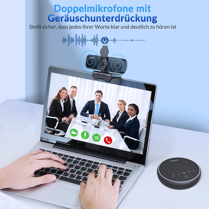 4K PC-Webcam mit Sony-Sensor, Autofokus und Sichtschutzabdeckung, Ultra HD 4K Streaming Kamera, 2 Mi
