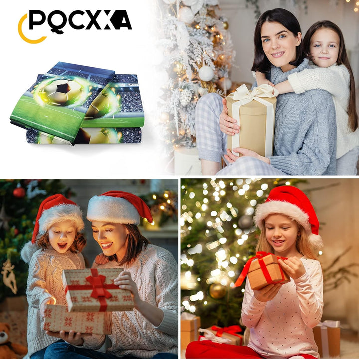 PQCXXA Fussball Bettwäsche für Kinder, 3 Teilig Jungen Teenager Sport Bettbezug-Set,3D Fussball Bedr