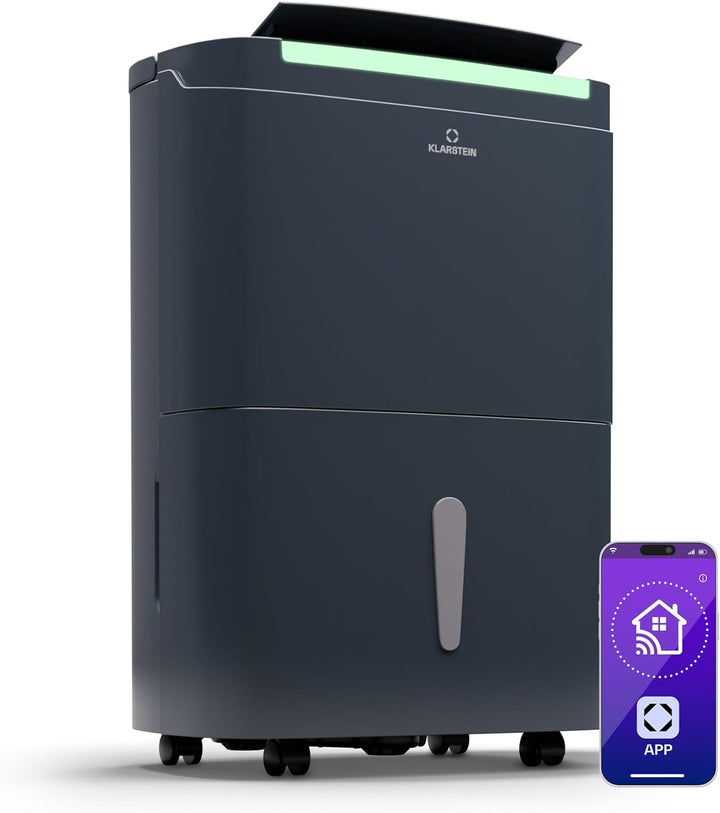 Klarstein Luftentfeuchter Elektrisch bis 45m2, Smart Luftentfeuchter für Wohnung, Bad & Keller, Luft