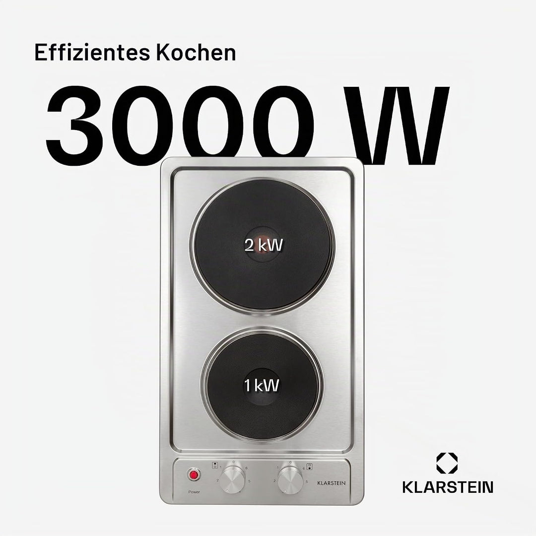 Klarstein Appetito Massekochfeld Einbau, Restwärmeanzeige, Drehknöpfe, 6 Leistungsstufen, Elektrisch