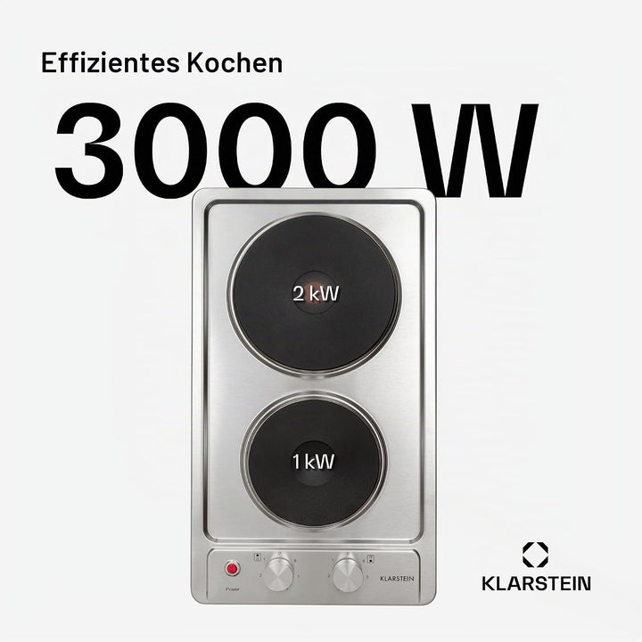 Klarstein Appetito Massekochfeld Einbau, Restwärmeanzeige, Drehknöpfe, 6 Leistungsstufen, Elektrisch