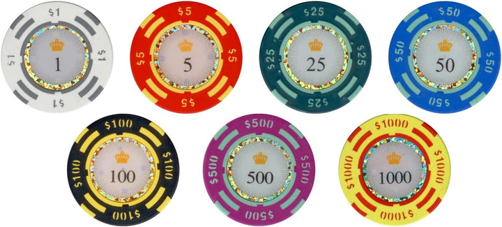 JPC 500 Piece Crown Casino Clay Poker Chips Set by