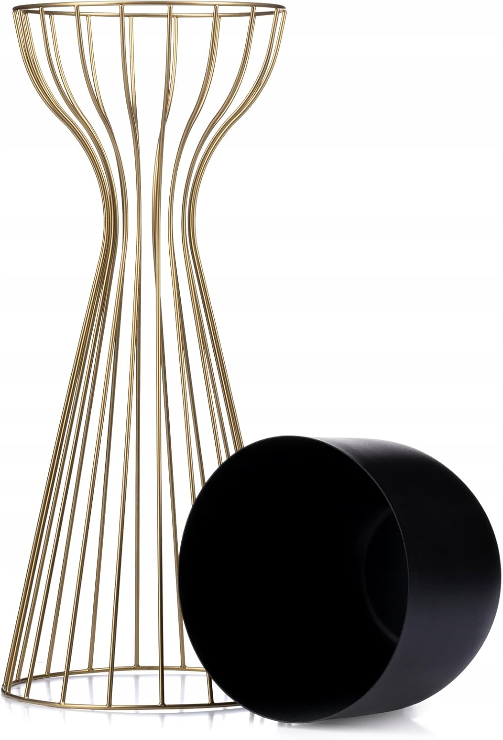 HowHomely Moderne Blumenständer Metall 56 cm Hoch mit Schwarz Blumentopf Rund 18 cm Ø auf Robuste Go