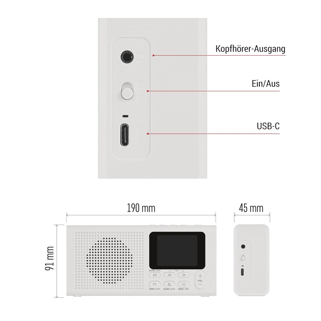 EMOS - DAB+ Radio mit Bluetooth und Dual-Stromversorgung - tragbares Digitalradio mit Wecker, Sleept