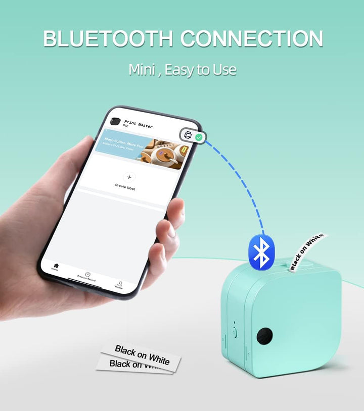 Phomemo Beschriftungsgerät Handgerät P12 Mini Bluetooth Etikettiergerät mit Etikettenband | Thermo-E