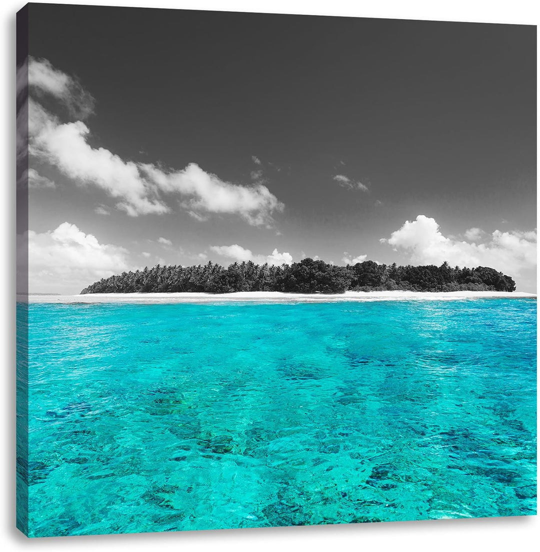 Pixxprint Malediven mit azurblauen Wasser als Leinwandbild/Grösse: 70x70 cm/Wandbild/Kunstdruck/fert