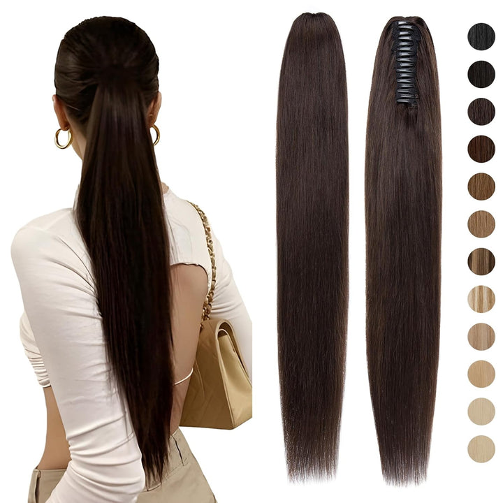 Clip in Pferdeschwanz Extensions Echthaar Haarteile Echthaar Ponytail Extension 7A Remy Hair Glatt Z