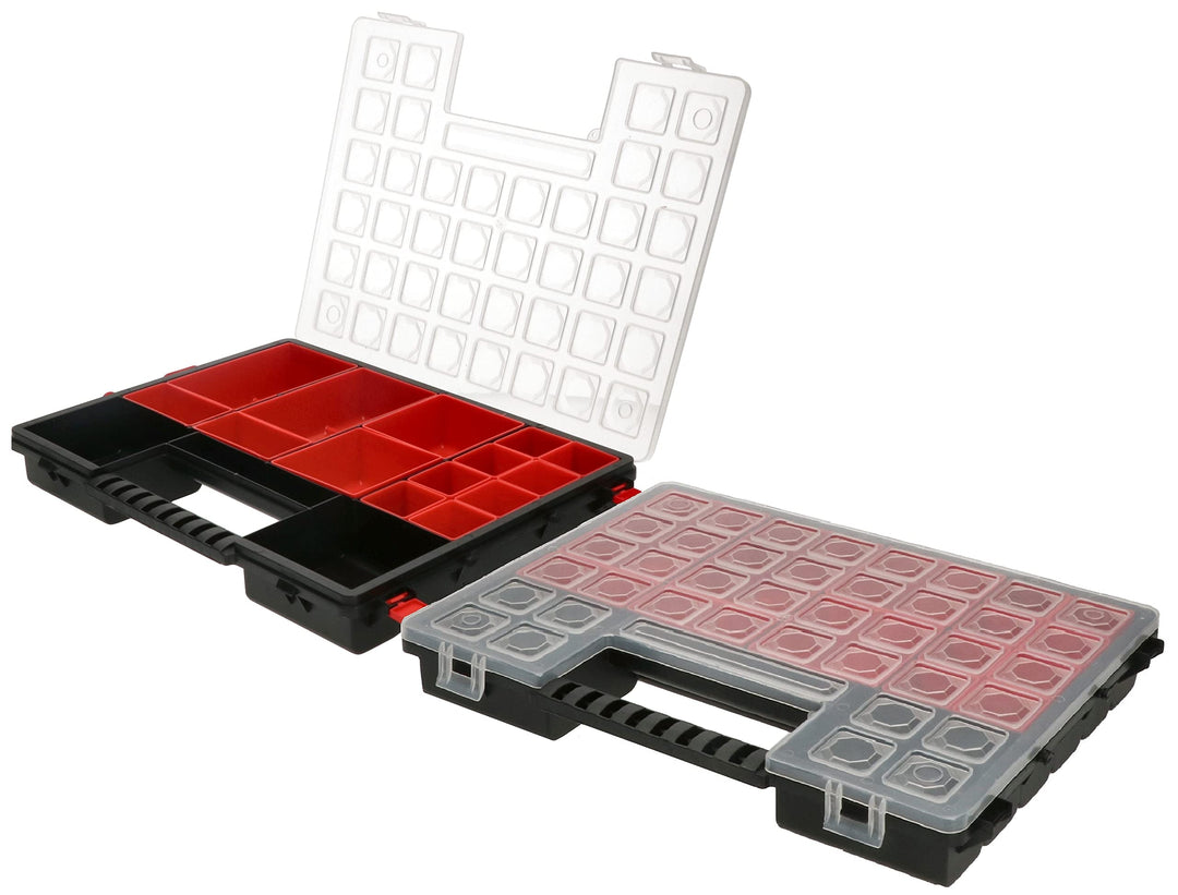 KOTARBAU® Tragbarer Sortimentsdoppelkasten Organizer mit herausnehmbaren Behältern, Organizer mit he