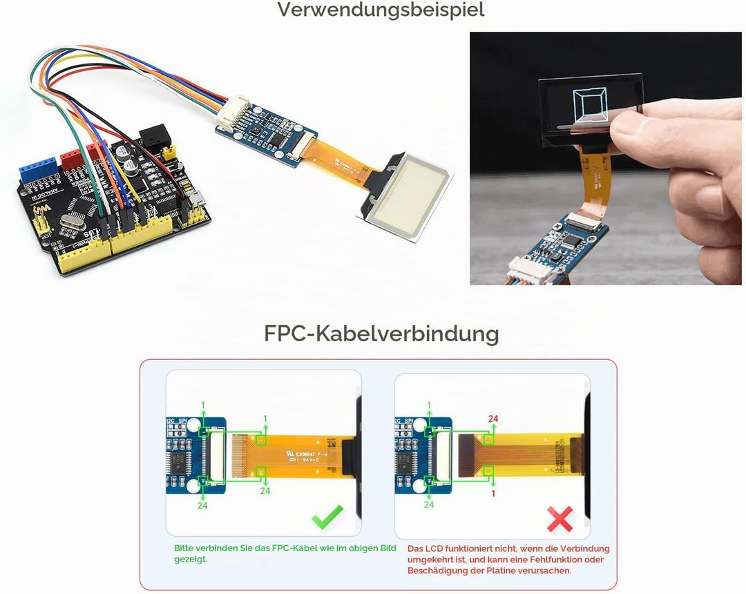 Waveshare 1.51inch Transparent OLED 128×64 Resolution Light Blue Color Display Compatible with Raspb
