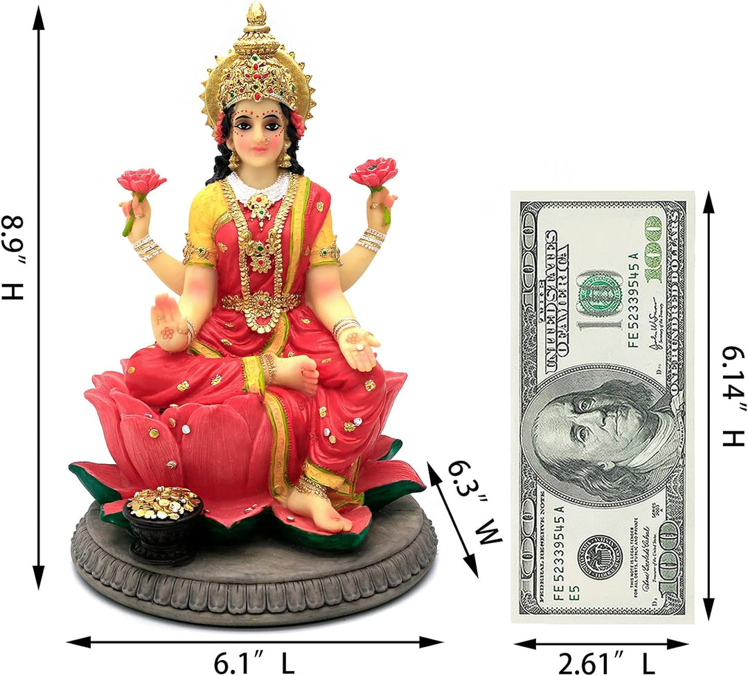 alikiki Indische Geschenk Göttin Laxmi Statue – 22,6 cm H Hindu-Idol Lakshmi Skulptur Diwali Geschen