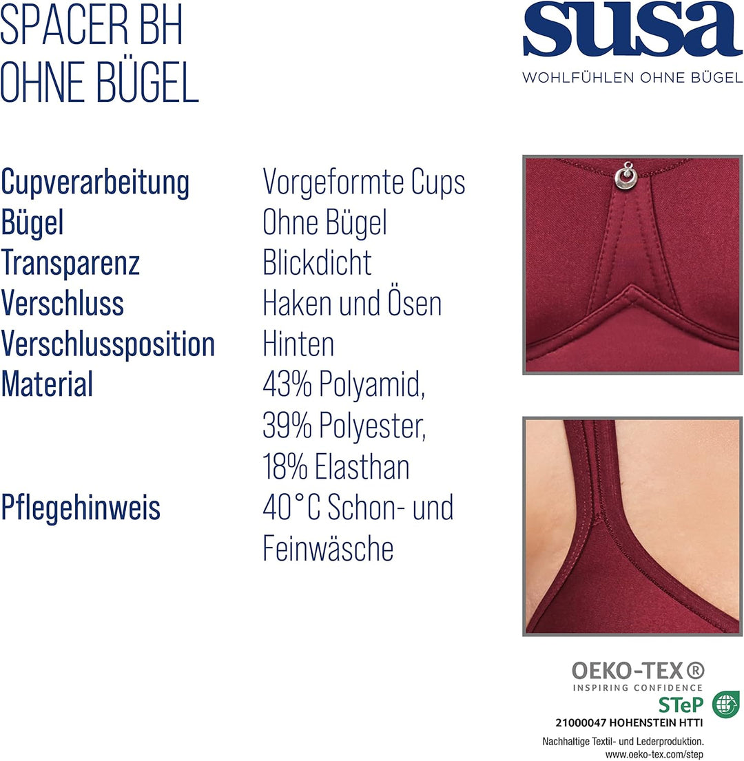 SUSA BH Damen ohne Bügel - Catania 7870 - 75A ivory - Spacer-BH mit Unterbrustband - Gemoldete Cups