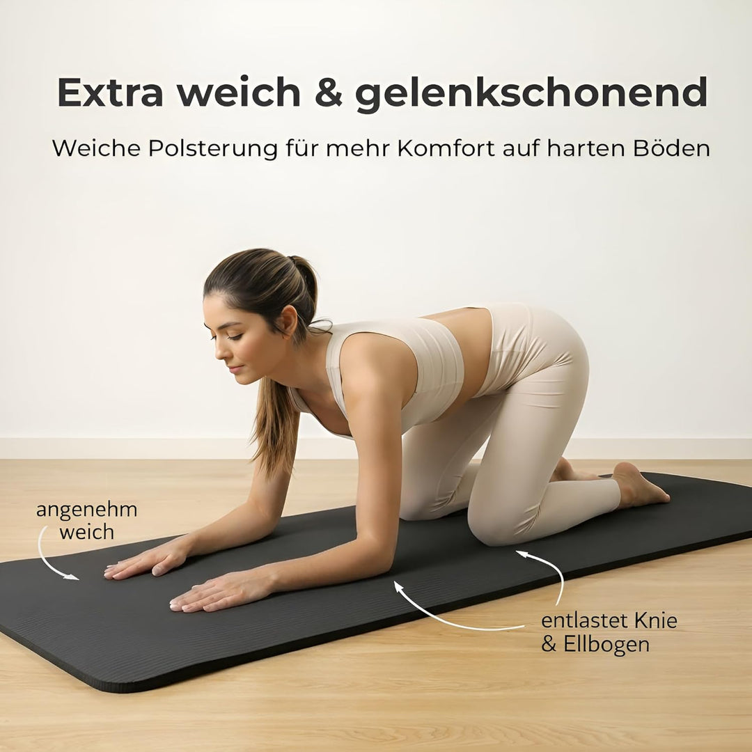 diMio Komfort-Gymnastikmatte Yogamatte in 185x60x1cm, 185x60x1.5cm, 185x90x1.5cm, 200x100x2 mit Trag