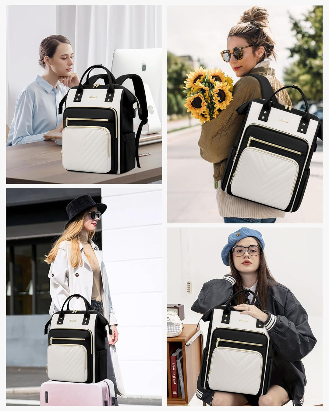 LOVEVOOK Rucksack Damen Gross, 17,3 Zoll Wasserdicht Laptop Schulrucksack mit Laptopfach, Reiserucks