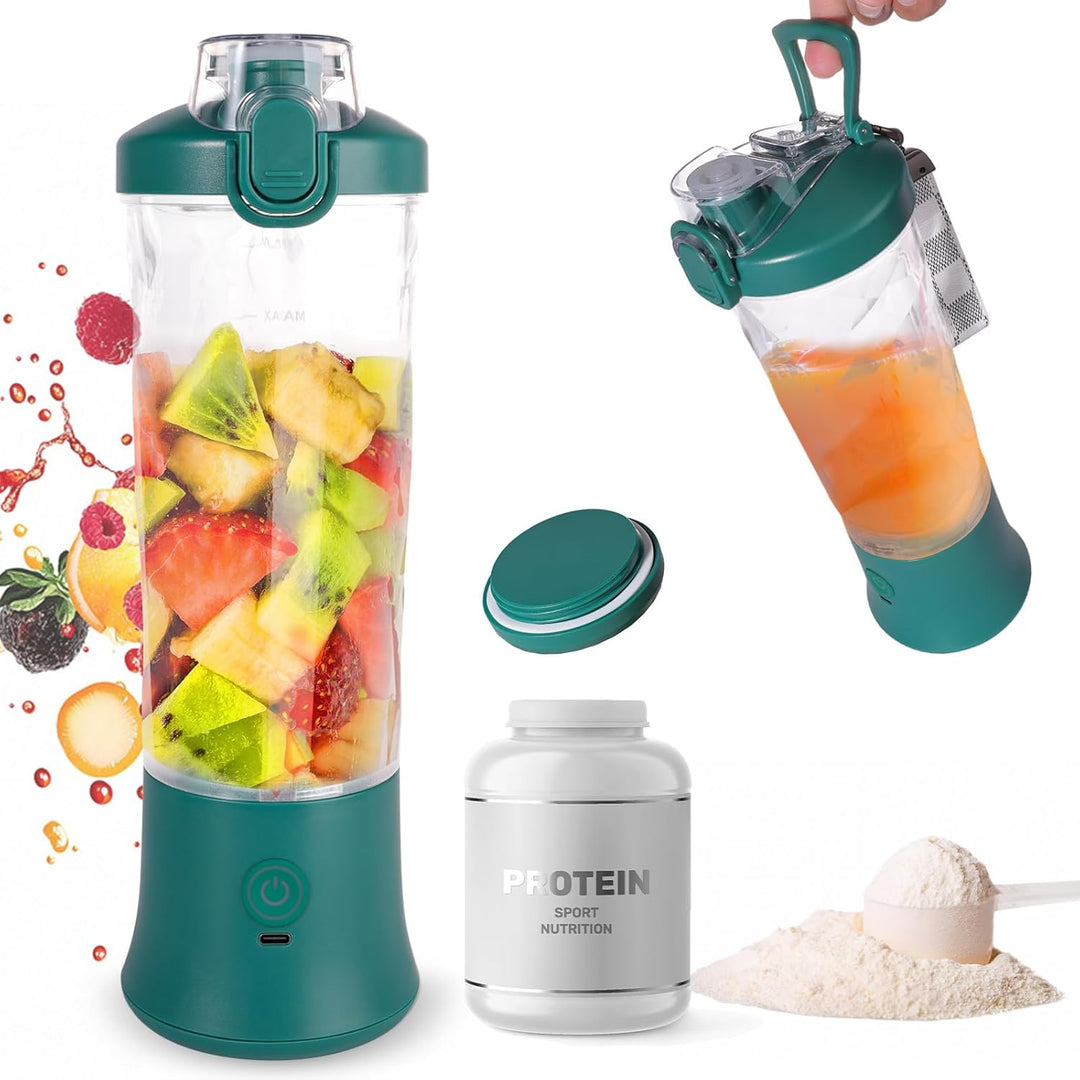 FRZA Tragbarer Mixer, wiederaufladbar, 600 ml, Akku 4000 mAh, Grün