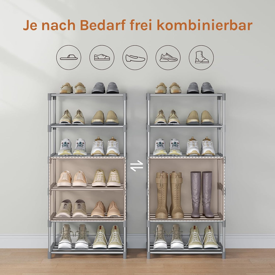 WOLTU Schuhregal schmal 6 Ebenen, Schuhorganizer Schuhaufbewahrung platzsparend, offener Schuhschran
