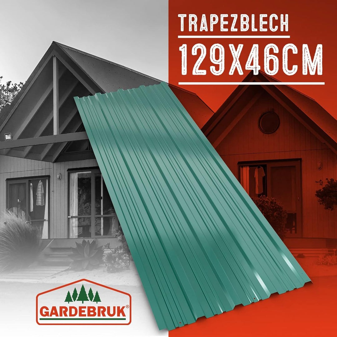 DEUBA® 12x Trapezblech 129cm x 46cm = 7m² verzinkt Profilblech Dachblech Wellblech Dachplatten Gerät