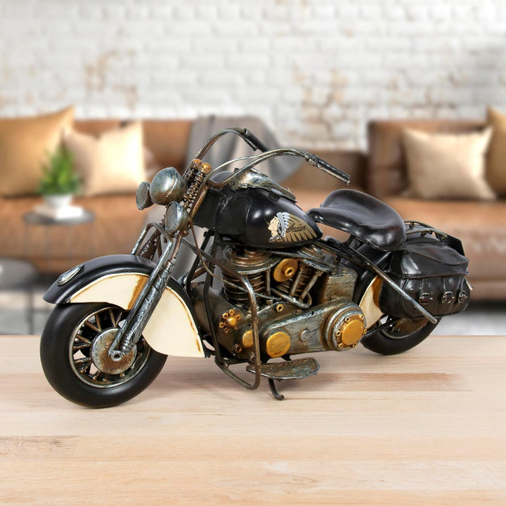 Lesser & Pavey Metall-Kunst-Modell, Indian Chief-Stil, Motorrad, 36 cm, verpackt, Schwarz