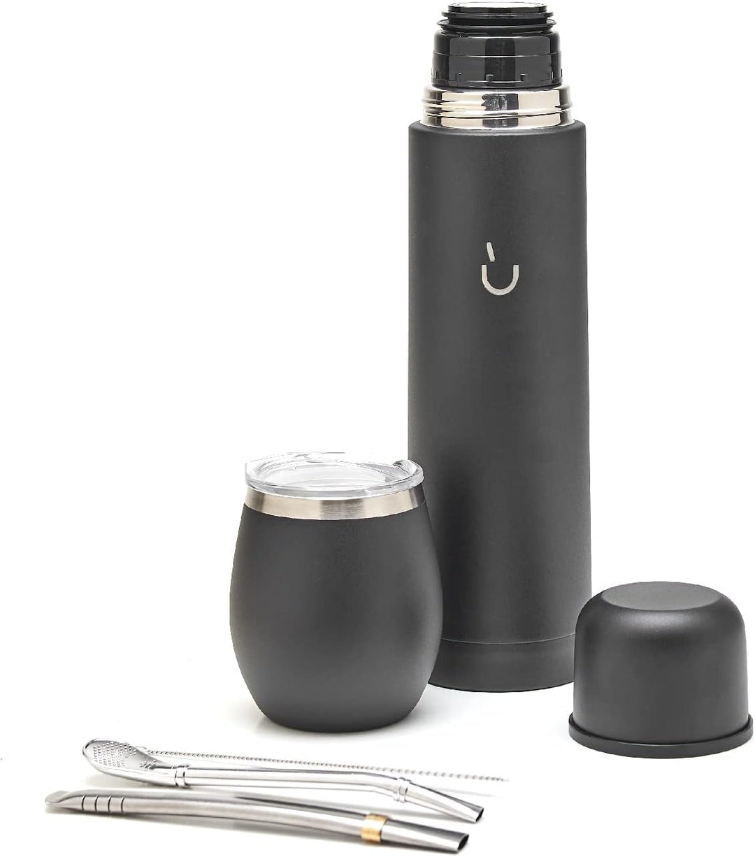 balibetov Komplettes Yerba Mate Set – Moderner Mate Gourd, Isolierflasche, Bombilla und Reinigungsbü