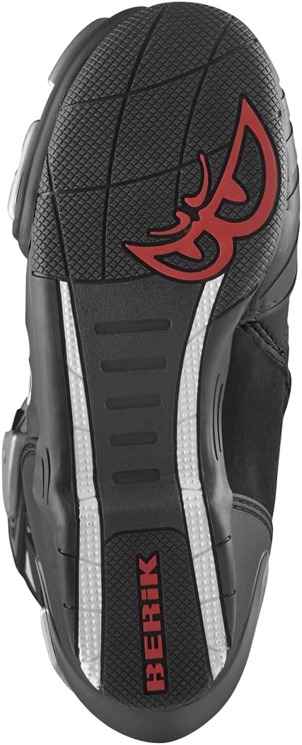Berik Race-X EVO Motorradstiefel 45 EU Schwarz Weiss Grau, 45 EU Schwarz Weiß Grau