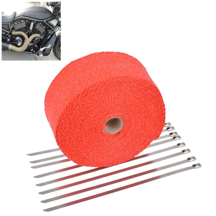 KATUR 2 "x50Ft Auspuff Heat Wrap Tap Header Glasfaser Wrap Kit mit 8 Stück 11,8 Zoll Edelstahl Versc