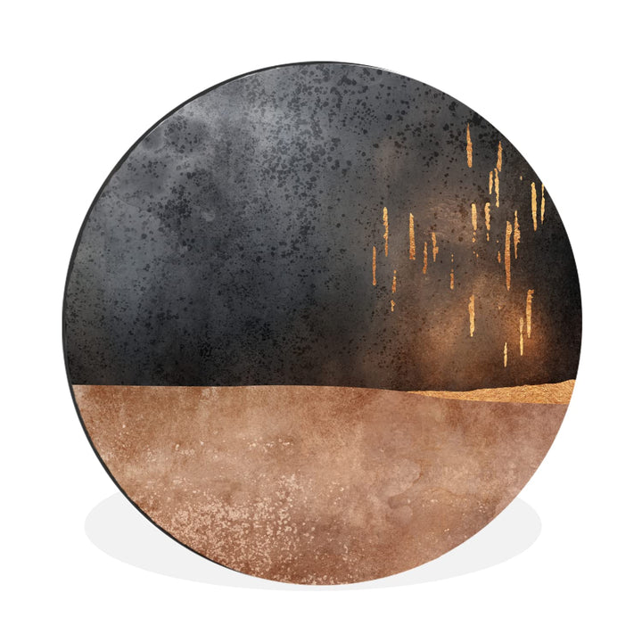 MuchoWow Wandbild Rund Wanddeko Deko Wohnzimmer Bilder 60x60 cm Abstrakt - Gold - Design, 60x60 cm