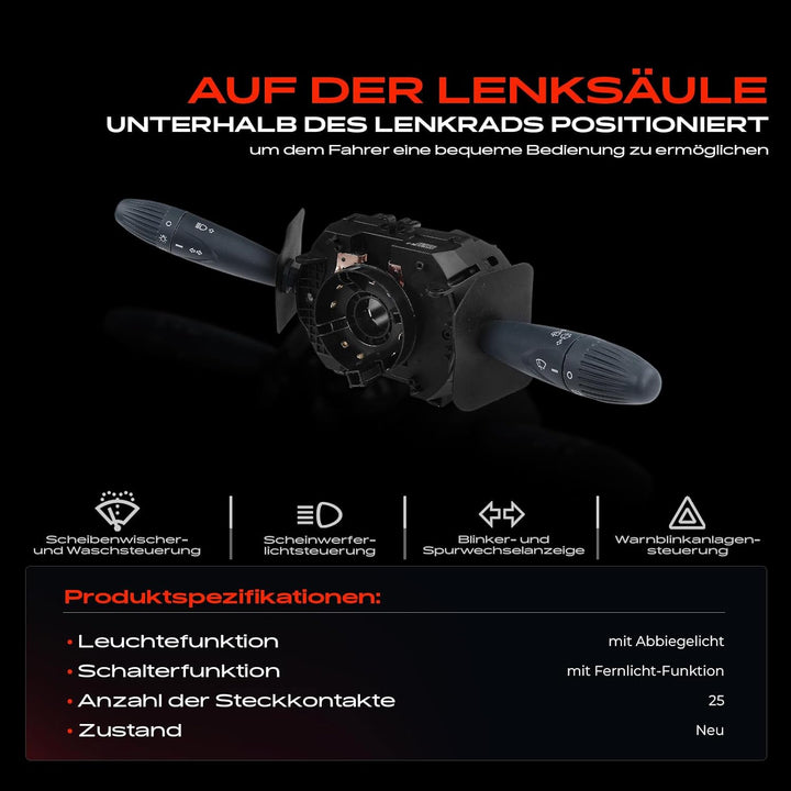 Kombischalter Lenkstockschalter für Doblo 119 223 1.2L 1.6L 1.9L Kasten/MPV 2001-2003 735292037