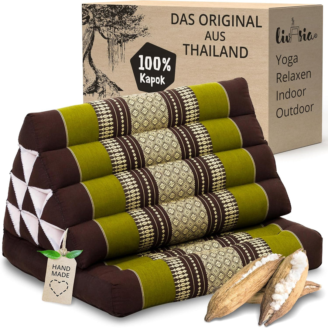 livasia Thaikissen mit 1 Auflage, Dreieckskissen mit Sitzkissen, Keilkissen mit Kapok, Rückenkissen