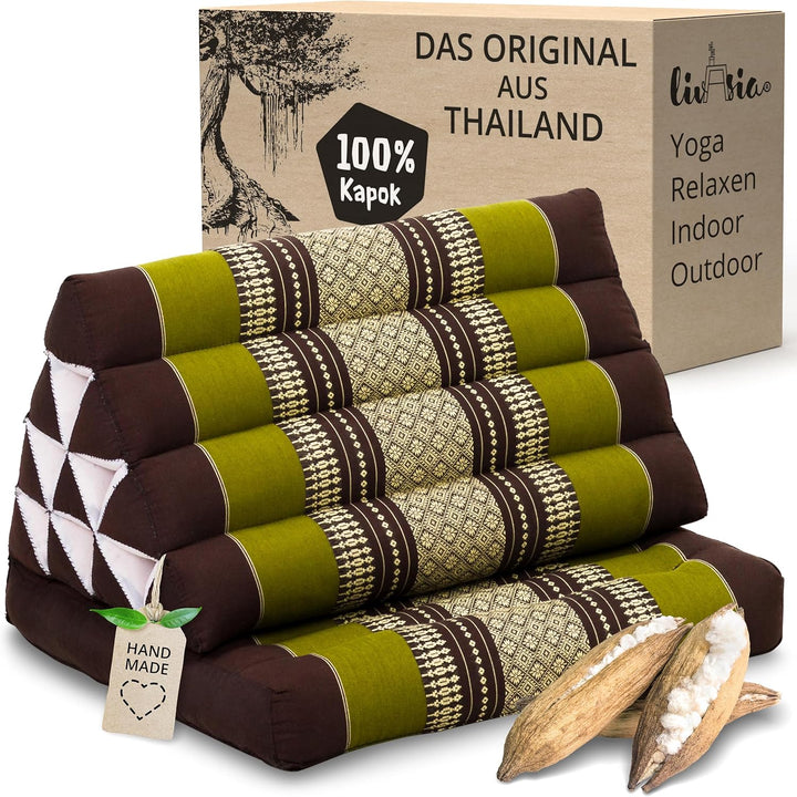livasia Thaikissen mit 1 Auflage, Dreieckskissen mit Sitzkissen, Keilkissen mit Kapok, Rückenkissen