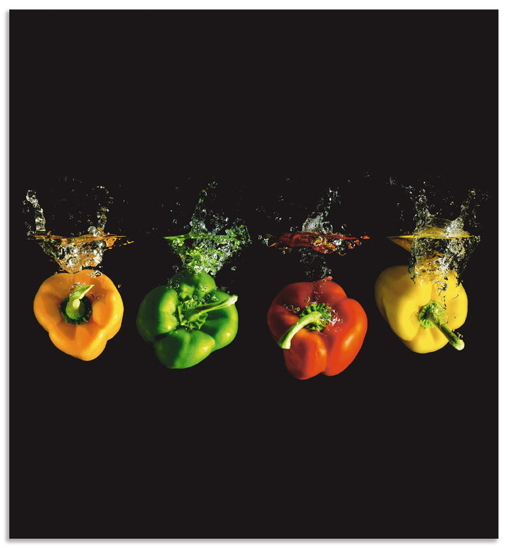 ARTland Spritzschutz Küche aus Alu für Herd Spüle 60x65 cm (BxH) Küchenrückwand mit Motiv Essen Gemü