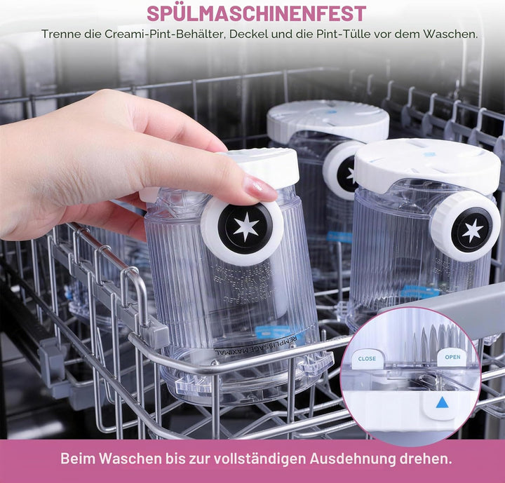 4 Stück für Ninja Creami Behälter - Zubehör für Modelle NC701EU/NC700, BPA-frei, Geschirrspülergeeig