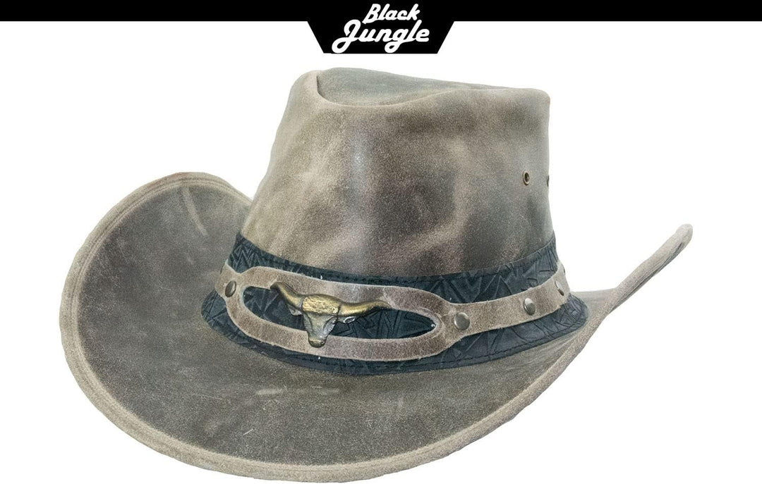 Black Jungle Ontario Outdoor Western Lederhut Australien Cowboy Lederhüte Reiterhut Unisex S Charcoa