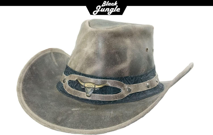 Black Jungle Ontario Outdoor Western Lederhut Australien Cowboy Lederhüte Reiterhut Unisex S Charcoa