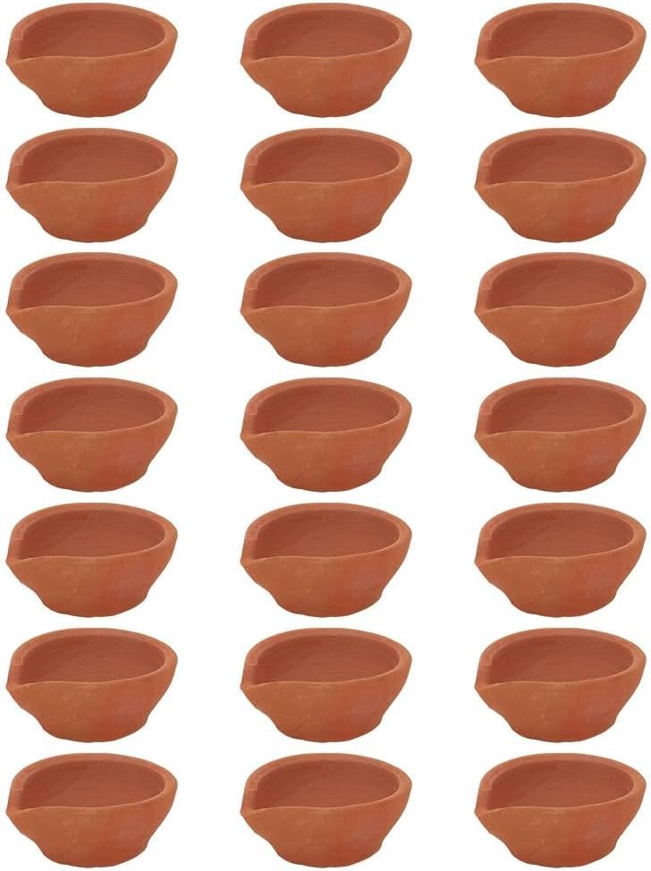 Natürlicher Ton, traditionelles Diwali Ke Diye | Erdton Diya | Mitti Ka Diva | Diyas für Pooja (12 S