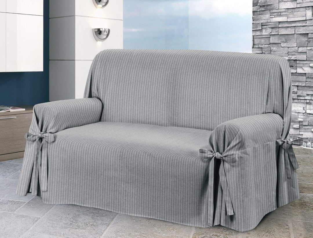 HomeLife - Sofabezug für 2-Sitzer-Sofa, elegant, gestreift, Bezug aus Baumwolle für Sofa, Schutz vor