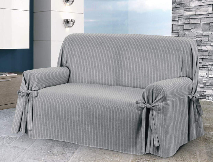 HomeLife - Sofabezug für 2-Sitzer-Sofa, elegant, gestreift, Bezug aus Baumwolle für Sofa, Schutz vor