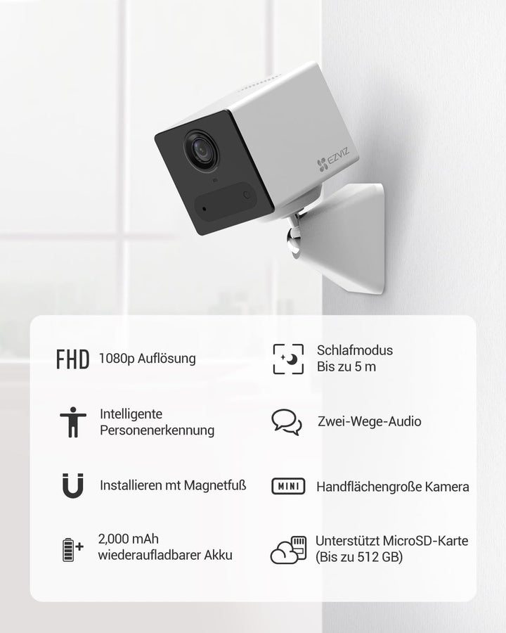 EZVIZ CB2 1080P Überwachungskamera, WLAN, für den Innenbereich, kabellos, mit Akku 2000 mAh, Babykam