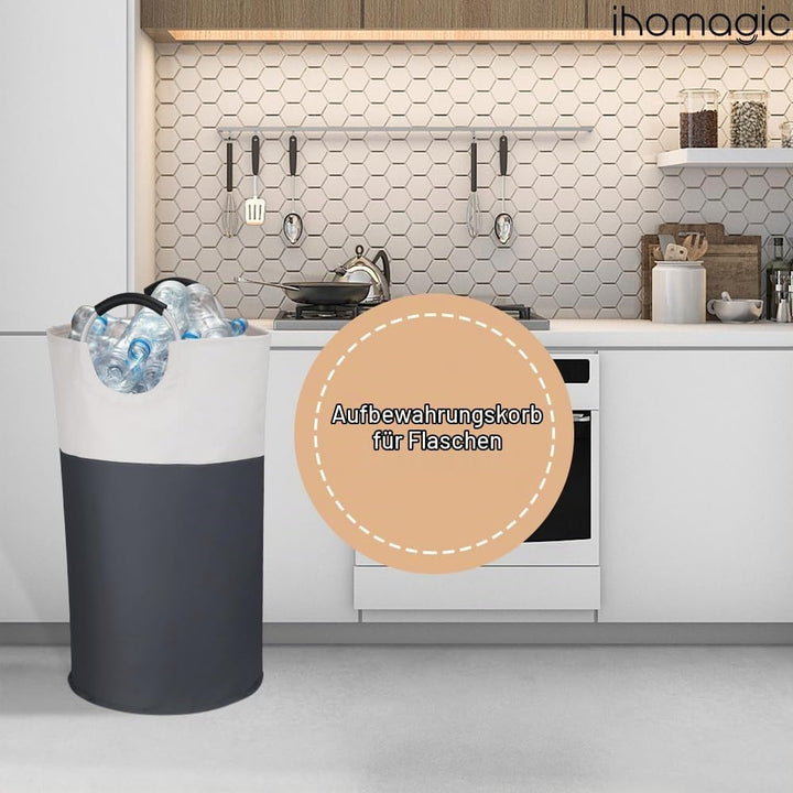 Wäschekorb 95L Faltbar Wäschesammler Wäschetonne Stoff Wäschebox mit Griff, Gross Wäschesortierer Au