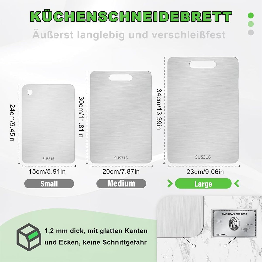 Titan Schneidebrett S316 Edelstahl Schneidebretter Küchenbrett Doppelseitiges Lebensmittel Grade Cut