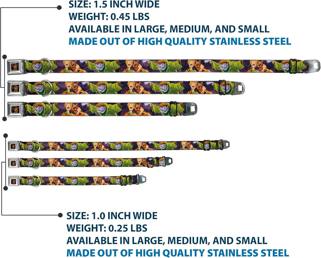 Buckle-Down 22,9–38,1 cm sdc-Scooby DOO Face Full Color Schwarz Hund Halsband M - Fits 11-17" - 1.0"