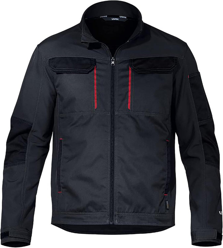 Uvex Tune-up Softshell-Arbeitsjacke für Herren - atmungsaktiv & wasserabweisend M Schwarz/Rot, M Sch