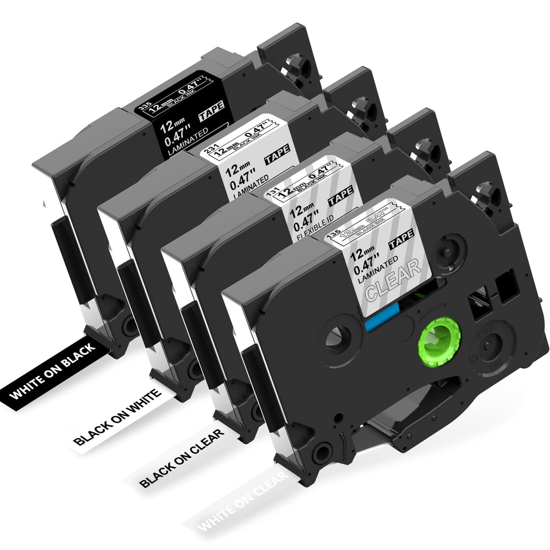 MarkField 4x Kompatibel mit Brother P-Touch Bänder TZ TZe-231 131 135 335 Bunt Band Laminiert 12mm 0