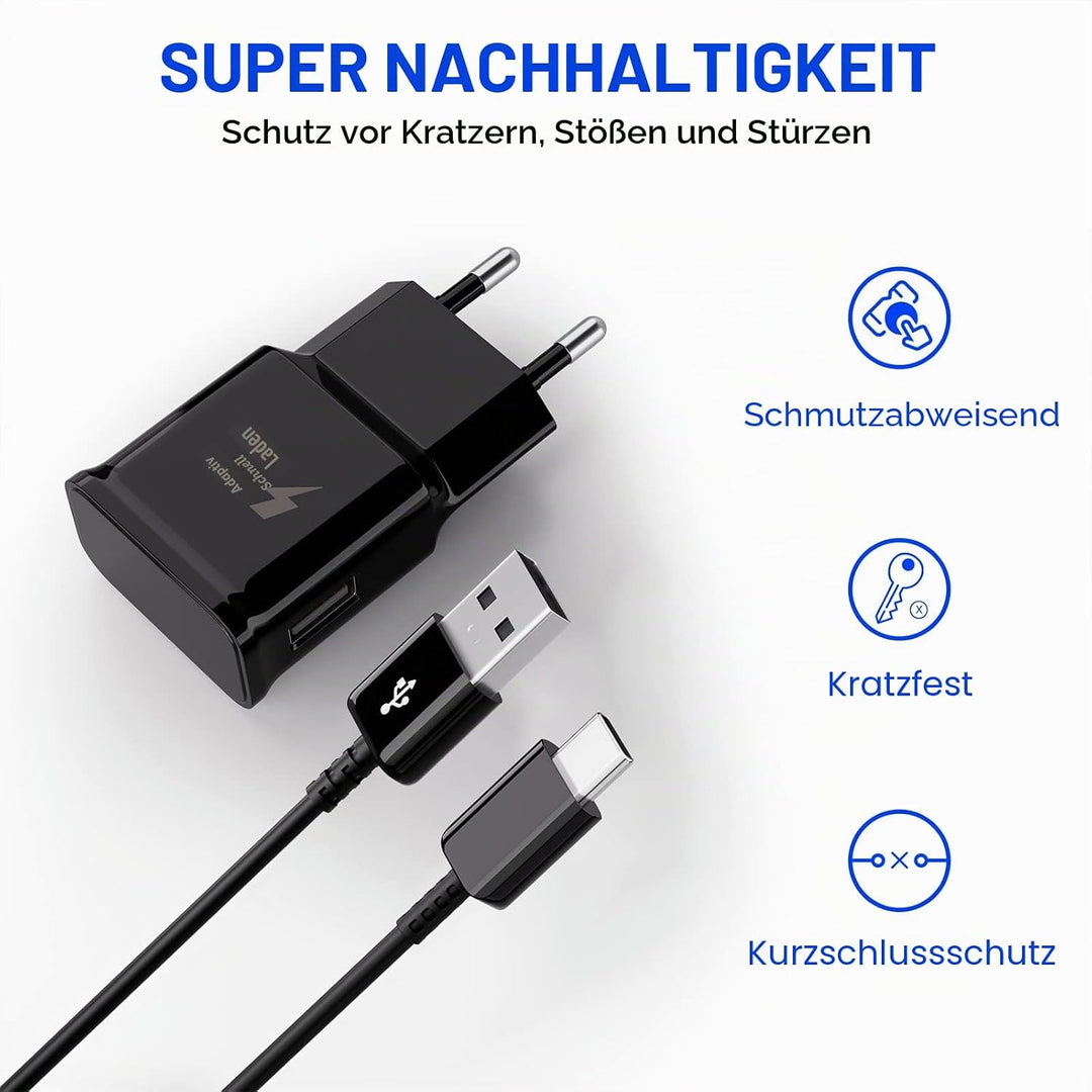 2-Pack Adaptives Schnell-Ladegerät, Schnellladegerät Netzteil mit USB C Ladekabel für Samsung Galaxy